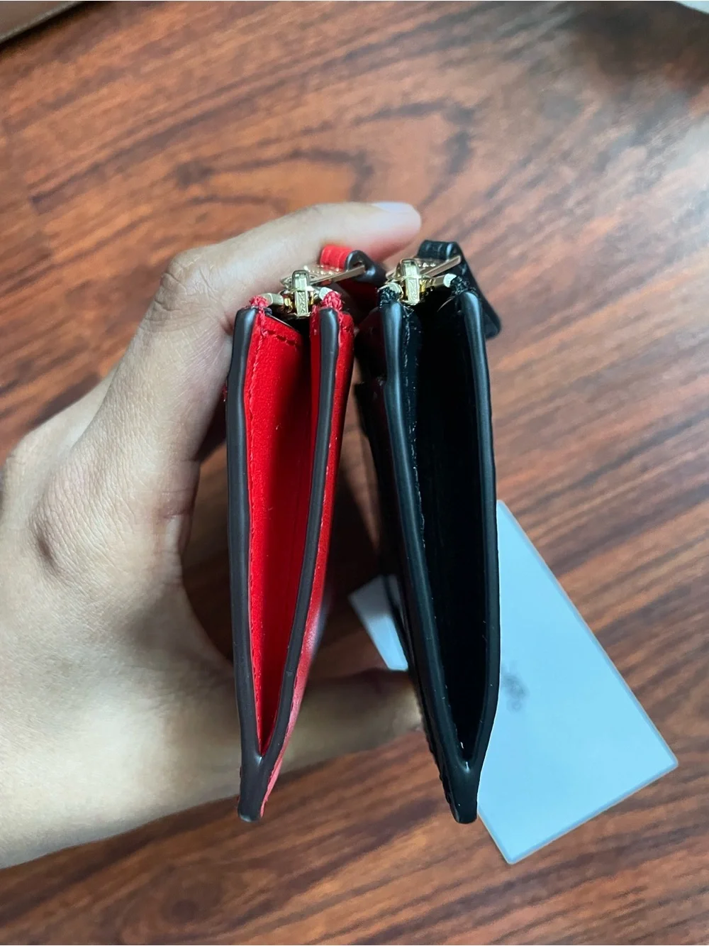 Coach x Selena Gomez Leather Card Holder — Black & Red Bundle